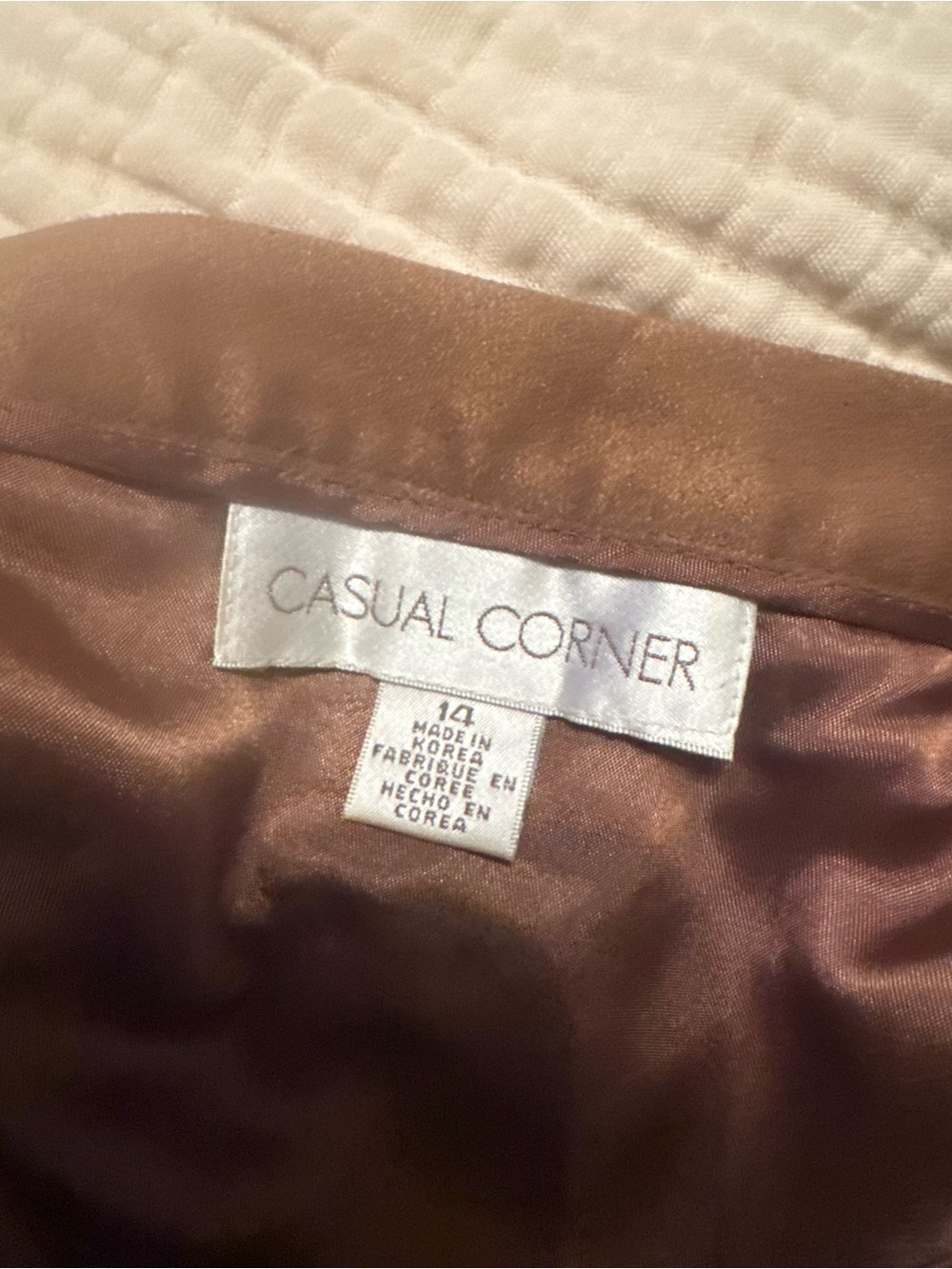 Vintage 90s Casual Corner Brown Faux Suede A-Line Midi Skirt Size 14 - Picture 2 of 4